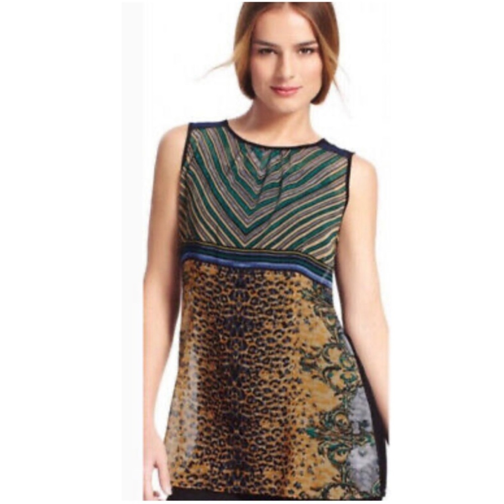 CAbi Tunic Blouse Leopard Size Small